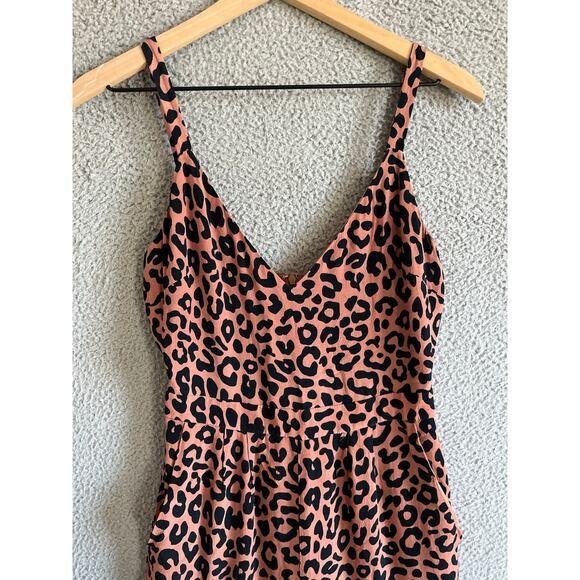 Lovers + Friends Jumpsuit Small Leopard Animal Print Wide Leg Sleeveless Orange - Picture 3 of 16
